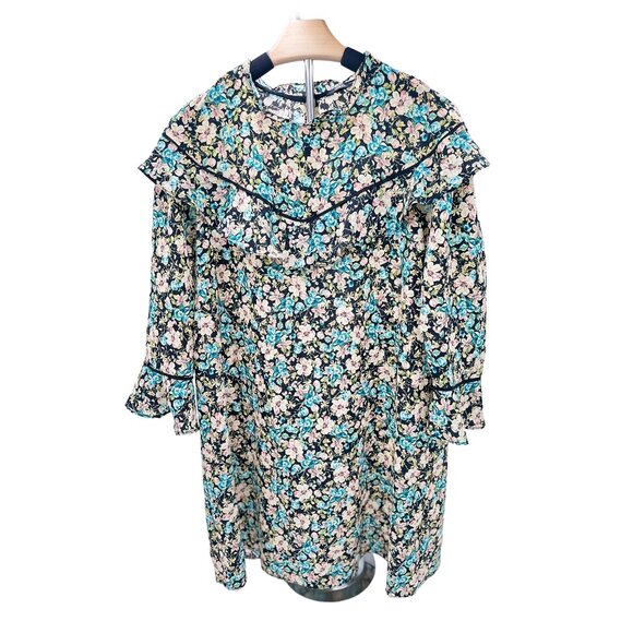 ZARA Black Floral Cottage Mini Dress - Picture 1 of 2